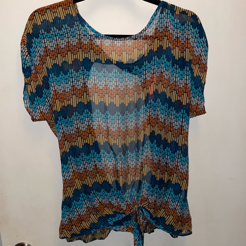 Multicolored sheer top